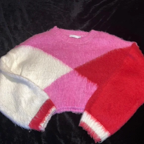 Lush Pink and Red Colorblock Sweater - Picture 1 of 5